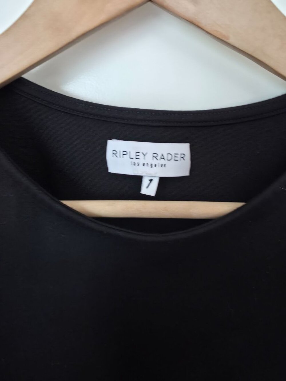 Ripley Rader Black Ponte Knit Extended Short Sleeve Minimalist Top Sz 1 USA Made - Picture 4 of 6